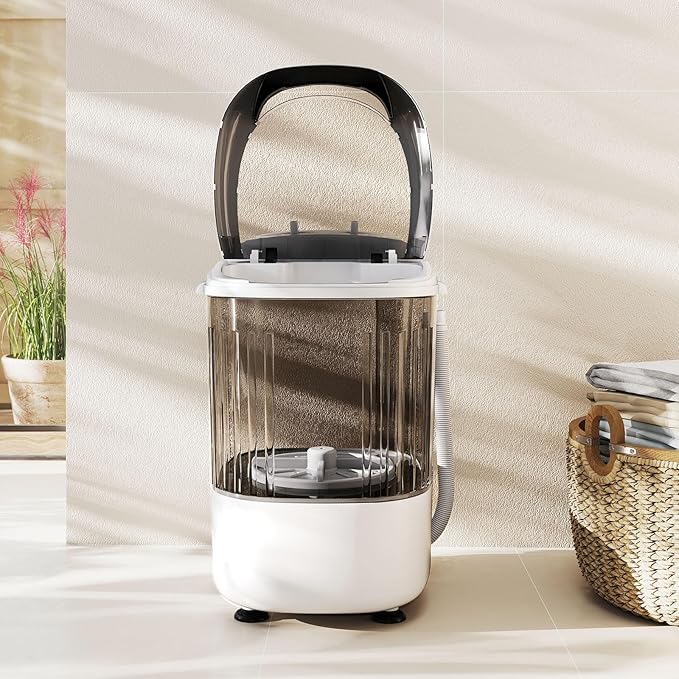 Giantex Portable Mini Washing Machine, 5.5 lbs Capacity Small Compact Laundry Washer with Spin Tub & Drain Hose, Semi-automatic Washer Machine for Apartment Dorms RV Home (Grey)