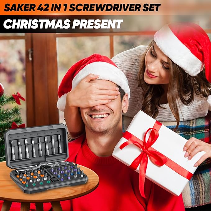 Saker 42 in 1 Magnetic Screwdriver Set, Multi Bit Free Combination Ratchet Screwdriver Set Portable Repair Tool Kit for Christmas Gifts Furniture, Computer, Bicycle and DIY Grey