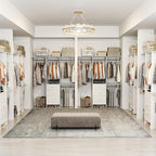 YOUDENOVA 5FT Closet System with 3 Drawers, 59 Inches Wood Closet Organizer System, Walk-in Closet Built In System Tower, Closet Wardrobe Clothes Garment Racks, White