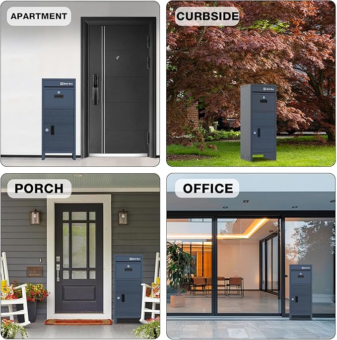 Package Delivery Boxes for Outdoor, Parcel Drop Boxes for Outside with Anti-Theft Design,Parcel Mailbox is Weatherproof, Rustproof,Suitable for Home/Office/Shop Non-installation (15.5*15.5*38 in )