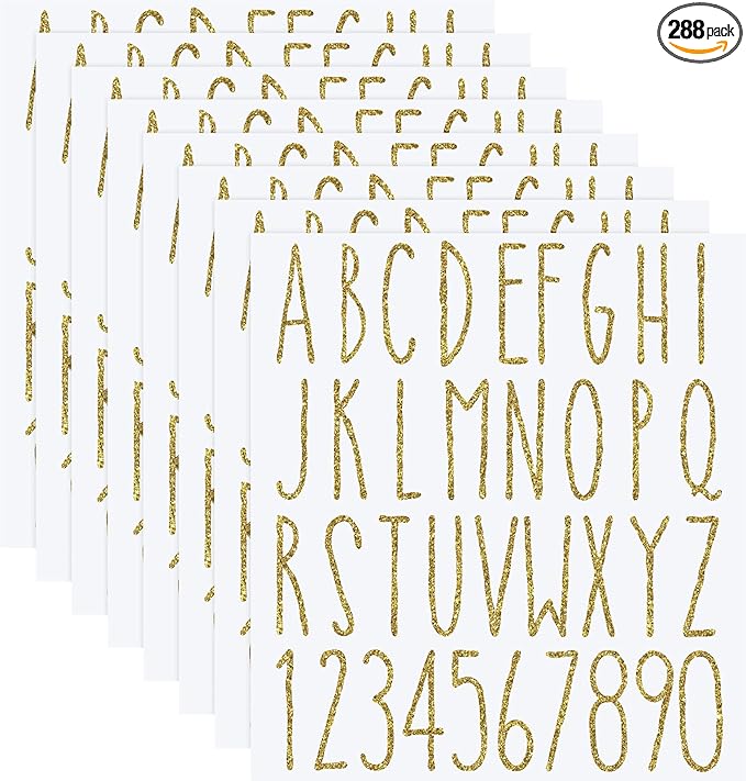 8 Sheets Vinyl Letter Stickers Waterproof Self Adhesive Letter Numbers Alphabet Modern Mailbox Numbers Sticker for Back to School DIY Mailbox House Home Business Address(3 Inch,Gold)