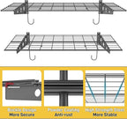 Ultrawall Garage Wall Shelves, 2 x 4 ft Wall Mounted Storage Shelves, Heavy Duty Wall Shelving with Hooks, Holds Up to 220 Lbs, 2Pack, Black