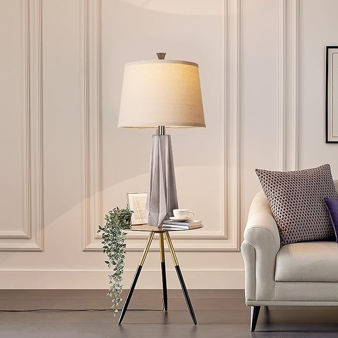 WIHTU 3 Color Temperature Table Lamps Set of 2, Beside Lamp with Linen Shade, 27'' Light Wood Color Modern Table Lamp for Living Room, Resin Desk Lamp for Nightstands Bedroom Decor (2 Bulbs Included)