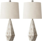 PoKat 23'' Farmhouse Table Lamps Set of 2, Beige Rustic Lamps for Living Bedroom Night Stands, Bedside Nightstands Living Room Table Lamps for End Side Table, Beige and White