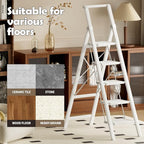 Taranta 5 Step Ladder, Portable Folding Ladder with Wide Pedal, Lightweight Aluminum Step Stool with Convenient Handgrip, 330 lbs Capacity Stepladder for Home, Office - White