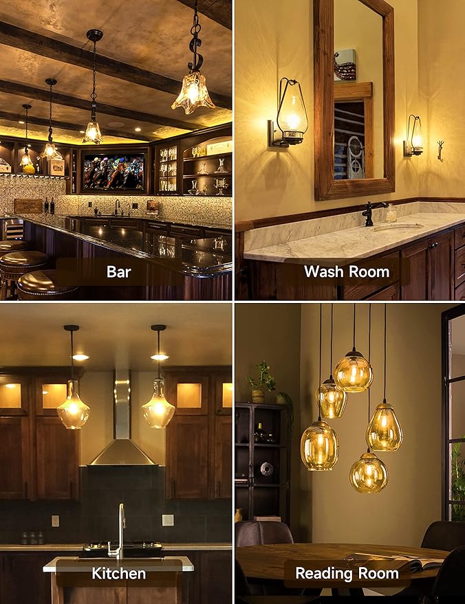 UNILAMP Edison Bulbs 40 Watt, Vintage Light Bulbs, A19 Antique Incandescent Light Bulbs, E26 Dimmable Decorative Light Bulb, Warm White 2700K, 110-130V, 4 Pack