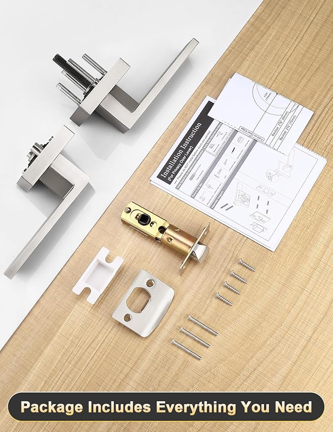 8 Pack Brushed Nickel Passage Door Levers Interior Door Handles, Heavy Duty Closet Hallway Door Handle Sets