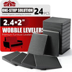 Furniture Leveler 24pcs Kit Size Variety | Multi-Purpose Rubber Shim for Leveling Feet Stable | Anti-Wobble Pad for Uneven Table, Dresser Leg, Toliet and More Furniture | Prevent from Wobbling