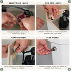 Mesora Universal Metal Front Mount Toilet Handle Replacement Kit with Flapper Chain, Pure Brass and Aluminum, Compatible with Most Toilets - Chrome