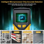 Stud Finder Wall Scanner - 5 in 1 Stud Finder Tool w/Microprocessor Chip and HD LCD Display, Stud Detector Beam Finders for the Center and Edge of Wood AC Wire Metal Studs Joist Pipe (Yellow Pear)