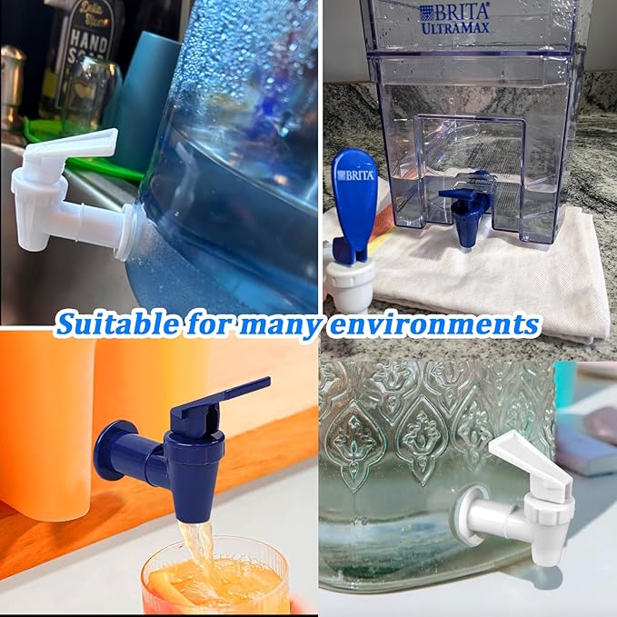 Replacement Cooler Faucet Water Bottle Jug,Water Dispenser Tap Set,BPA-Free Plastic Spigot Spout Water Beverage Lever Pour Dispenser Valve,Water Crock Tap (2 White and 2 Blue)