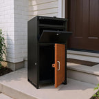 Package Delivery Box for Outside, Cold-Rolled Steel 2-in-1 Anti-Theft Lockable Package Mailbox, Large Parcel Drop Box for Packages & Mails, Weatherproof Rustproof Outdoor Porch Curbside Delivery Box