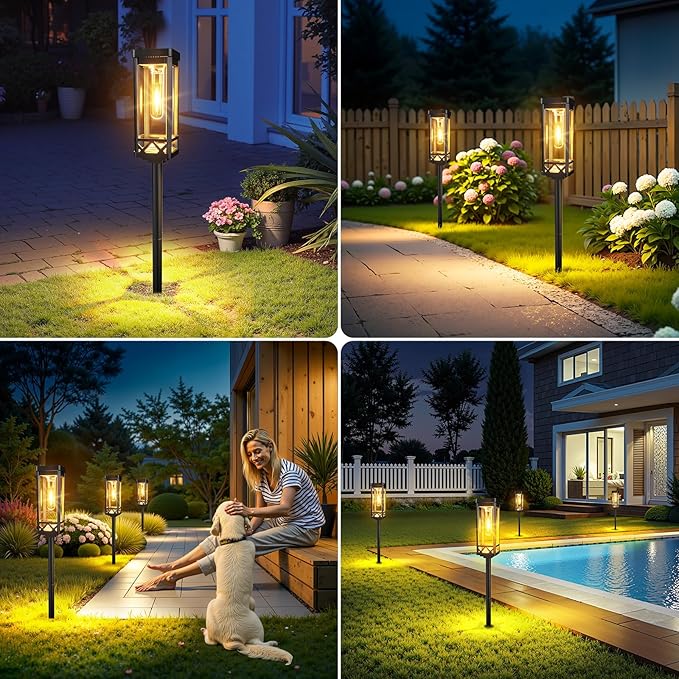 KOOPER Taller Solar Pathway Lights Outdoor, 2 Pack Upgraded Brighter Solar Garden Lights Solar Powered, Up To 15 Hours Outdoor Solar Lights for Yard Landscape Lighting Path Walkway Driveway Sidewalk