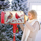 Kawani Winter Mailbox Cover Christmas Birds Holly Berry Branches Snow Mailbox Covers Magnetic Standard Size 21x18 Inch Winter Xmas Holiday Post Letter Box Cover for Garden Yard Decor