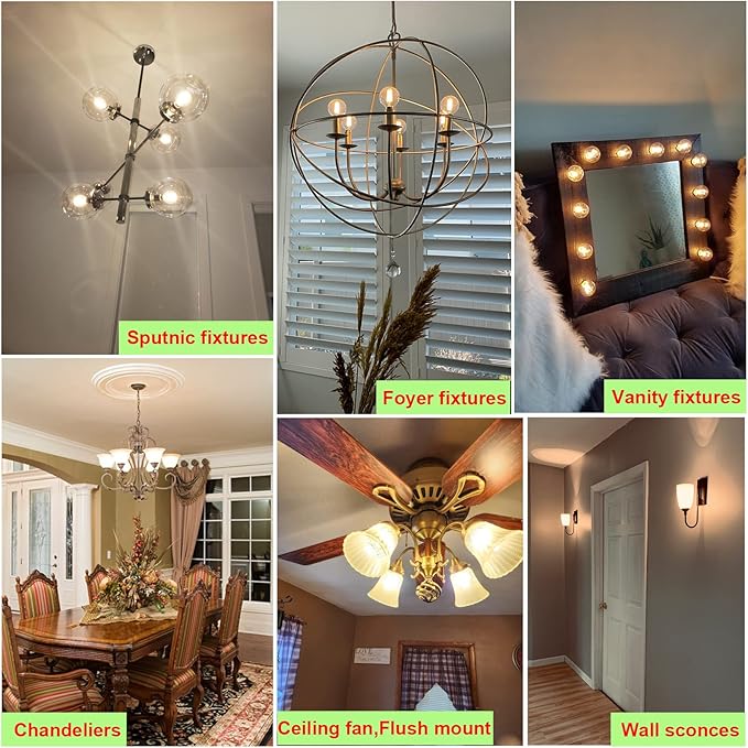 Arberlic G16.5 Light Bulb,4W E12 LED Bulb dimmable Equivalent E12 Candelabra Bulb 40 Watt,Warm White 2700K,400lm,CRI85+,AC120V,Edison Style,Clear Glass,ETL Listed,Pack of 6