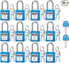 Lockout Tagout Locks with 2 Master Keys｜12-Pack Blue OSHA Loto Lock｜Keyed Different & Laser Coding｜Lock Out Padlock Kits for Machinery & Electrical Panels