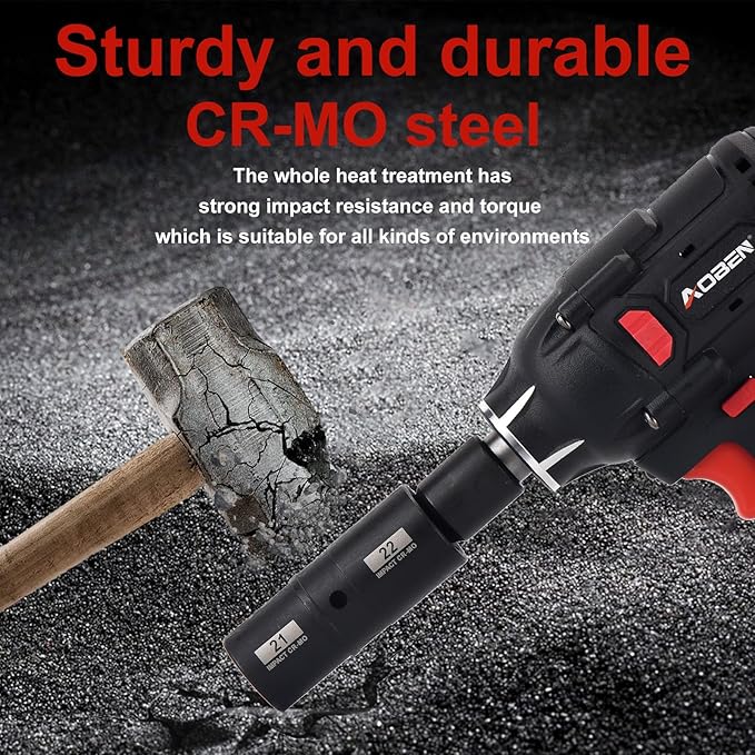 AOBEN 5 PCS 1/2" Drive Impact Socket Set, Flip Socket Set with Cr-Mo Steel, Includes 3 Inch Bar Extension, SAE and Metric Sizes