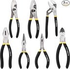 Vivicreate 7-Piece Pliers Set Heavy Duty Multipurpose Tools for Home Repair DIY Auto Electrical Work Includes Long Nose Slip Joint Linesman and Diagonal Pliers Alicates de Corte Herramientas