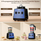 Blender, Smoothies Blenders, PRASKY Max.2400Watts/1000Watts Kitchen Blender and Grinder Combo 25000RPM Powerful Kitchen 68oz BPA Free 2 Containers Countertop Blenders Ice Crushing (Blue)
