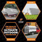 30' x 50' Super Heavy Duty 16 Mil Silver/Brown Poly Tarp Cover - Thick Waterproof, UV Resistant, Rip and Tear Proof Tarpaulin with Grommets and Reinforced Edges - by Xpose Safety