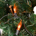 SUNSGNE E12 Flickering Flame Orange Night Light Bulbs, C18 String Light Bulbs for Halloween Christmas Party Decor - 1Watt/120 Volts/E12 Base(12 Pack)