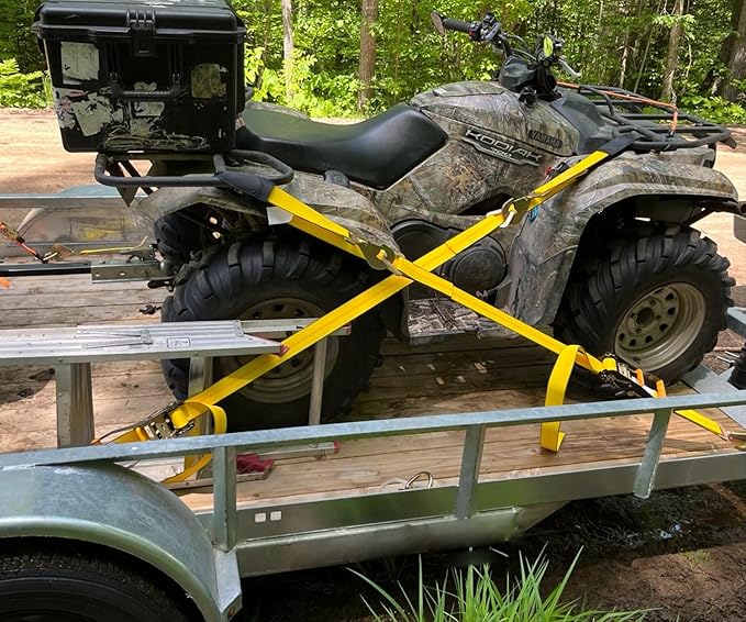 Complete Axle Straps Tie Down Kit 2" x10' Heavy Duty Vehicle Tie Down Strap-Breaking Strength 10,000lbs-Working Load Limit 3,333lbs-Car Tire Straps for Car, Truck, UTV & More