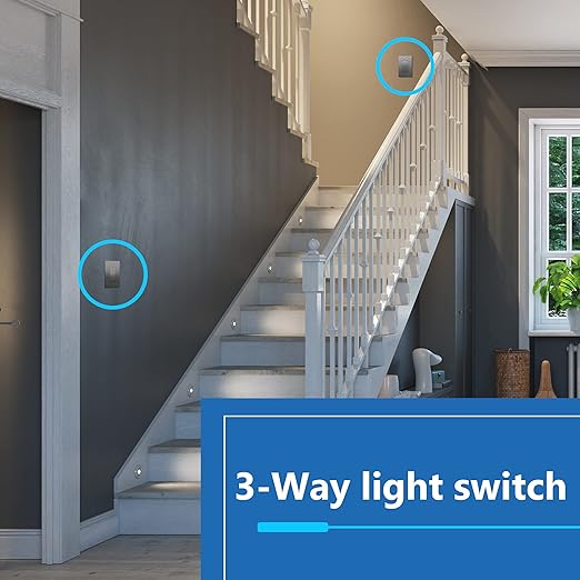 LIDER Minimalist Design Matte Finish Lighted Decorator Switch, Frameless Paddle Switch with Locator Light, Grounding Screw, 3-Way or Single Pole 15A 120V UL Listed LS15-3W-SG5P Space Gray 5 Pack