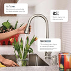 Moen Essie Spot Resist Stainless Smart Faucet Touchless Pull Down Sprayer Kitchen Faucet with Voice Control and Power Boost, 87014EVSRS