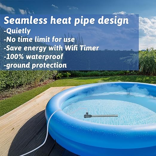 1800W Submersible Water Heater Portable Electric Hot Tub and Pool Immersion Water Heater with Temp Control, WiFi Timer for Baptistry, Spa, Inflatable Pool, Above Ground Pool and Bathtub