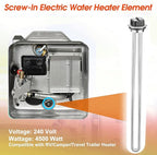 Mornajina 02582 Electric Water Heater Elements 4500W 240V, Hot Water Heater Replacement Parts Screw-in RV Hot Water Heater Fit Most Models, Straight Type