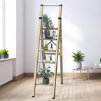 6 Step Ladder, Portable Step Ladder with Handrails, Folding Step Stool for Adult, Aluminum Step Ladder for Closet, Kitchen, Outdoor, 330LBS - Champagne Gold