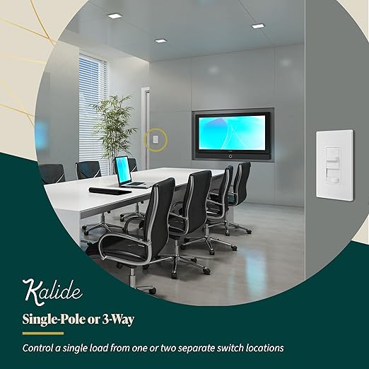 TOPGREENER Kalide 0-10V Dimmer Light Switch, LED Dimmer Switch, Low Voltage Dimmer, 3-Way or Single Pole, 120VAC 60Hz, 120VAC 10A/ 277VAC 5A LED, TGSDS-010-W, White