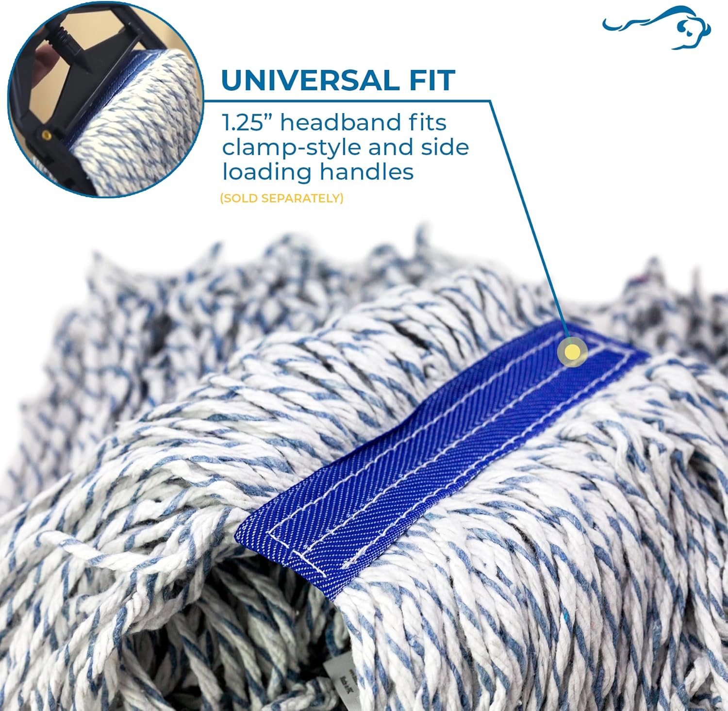 KLEEN HANDLER Cut End Finish Mop | 1.25" Universal Headband Maximum Absorption Finishing Mop, Case of 24