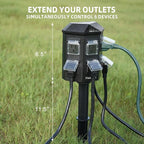 Outdoor Power Strip Waterproof, 40 FT Extension Cord, 6 Grounded Outlets for Halloween/Christmas Decorations and Inflatables, 15A/1875W, ETL Listed