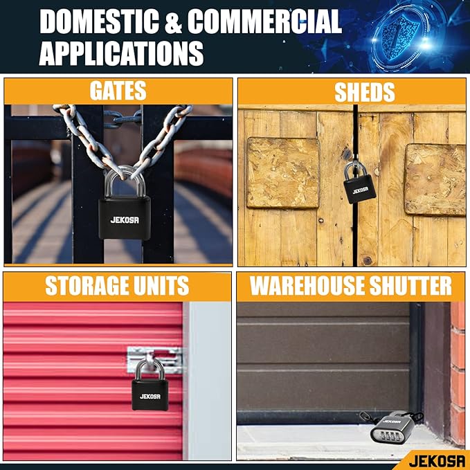 Jekosa® JKB/50 [Weatherpoof] Heavy Duty Combination Lock Outdoor - Lock with 4 Digit Code [No Key] - Ideal for Gate, Shed, Fence