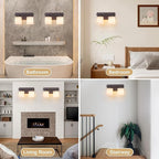 2 Light Modern Bathroom Light Fixtures Over Mirror, Bronze Finish Vanity Lights for Bathroom Wall Sconces with Milky White Glass Shades, E26 Socket (Bulbs Not Included)