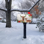 Xmas Deer Mailbox Covers Magnetic Large Size Winter Floral Mailbox Wraps 21x25.5 Inch Oversized Christmas Deer Post Box Cover Outside Decorations for Garden Yard
