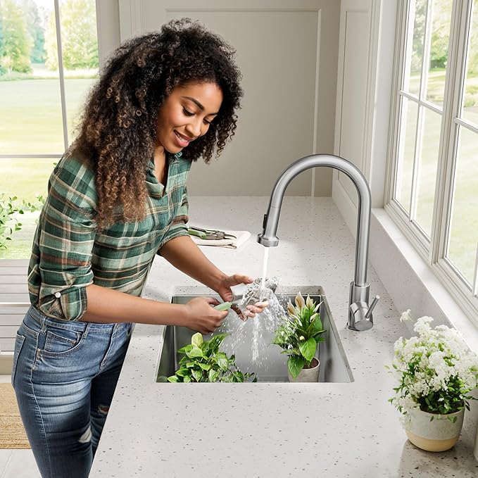 Kraus KHU101-24L Standart PRO 24-inch Undermount 16 Gauge Single Bowl Laundry and Utility Sink, 24 Inch, Tight Radius