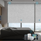 SmartWings Motorized Smart Blinds with Remote, Automatic Blackout Roller Shade Work with Alexa Homekit Thread Google Z-Wave, Electric Blind for Window, Custom Width Up to 110" W,Bouvardia Light Grey