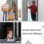 Magnetic Screen Door - Self Sealing, Heavy Duty, Hands Free Mesh Partition Keeps Bugs Out Let Breeze in- Pet and Kid Friendly - Keep Open Feature (Black, Fit Door Size 30 x 80 Inch)