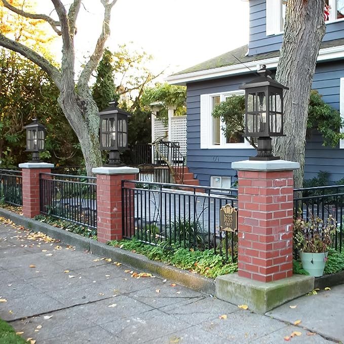 Darkaway Outdoor Post Lights, 21.3inch Large Exterior Post Lantern Lamp Waterproof Aluminum Housing Lamp with Seeded Glass, Fence Pole Deck Lighting for Garden Patio Pathway Driveway