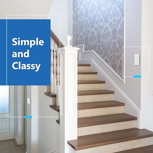 LIDER Matte White Minimalist Design Decorator Switch, Frameless Paddle Wall Light Switch, On/Off Rocker Switch, 3-Way or Single Pole, Residential Grade, UL Listed, 3 Wire, 15A 120-277VAC