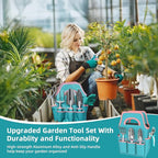 MelonArt Garden Tool Set,8 Pcs Gardening Hand Tool Starter Kit for Women Heavy Duty Outdoor Tool Kit Aluminum Alloy with Non Slip Ergonomic Handle, Ideal Gifts for Women and Men, Green&Pink