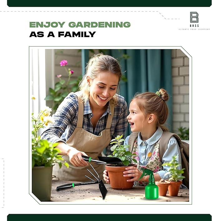 Gardening 9-Piece Heavy Duty Carbon Steel Gardening Tool Set – Rust-Proof, Ergonomic Non-Slip Handles with Durable Storage Tote Bag – Ideal Garden Gift by BRSS