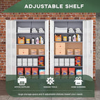 Greenvelly Metal Storage Cabinet with 2 Doors and 4 Adjustable Shelves, Lockable Steel Tool Cabinet for Home, Office, Garage, Classroom (Grey White)