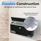 SereneLife Outdoor Wall Mailbox & Newspaper Holder | 0.24 FT Cubic Mailbox | Easy Installation, Secure Lock Mechanism | Ideal for Residential or Commercial Use | Wall Mountable | 15x3x11 in | Black