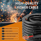 50ft 10/4 10 AWG Portable Power Cable (4 Conductor) - SJOOW 300V 10 Gauge Electric Wire for Motor Leads, Portable Lights, Battery Chargers and Machinery - 4 Conductor - 50 Feet Electrical Cord