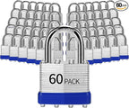 Padlocks Keyed Alike, Pack of 60, Laminated Steel Keyed Lock (1-9/16", 40mm), Padlocks with Same Key, Normal Shackle, for Toolbox, Locker & StorageUnit or More