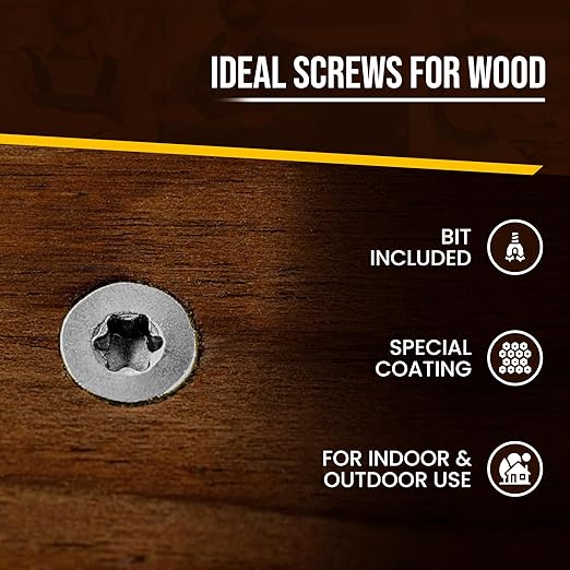 #10 x 3’’ Stainless Steel Wood Screws by Grindy (200pack/3.3LBS) – Self-Drilling Deck Screws I Rust Resistant I Quick Drive & Fast Grip I for Cabinet, Furniture & Other Projects I Bit Included