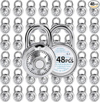 Combination Lock, LQYN Standard Dial Combination Lock, Pack of 48; Silver Turnplate, 2 in. Wide, Fixed Three Digital Combination, for School, Gym & Locker, Toolbox, Gate